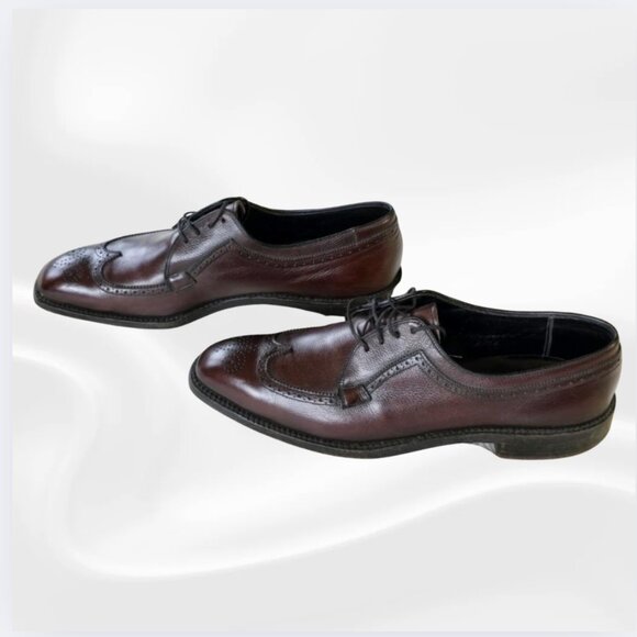 Men’s Leather Wingtip Oxford Dress Shoes Brown Size 12